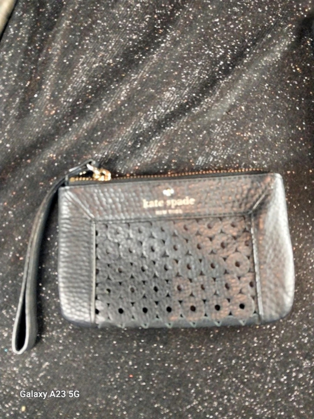 Kate Spade Black Leather Perforated Wallet/Wristlet
